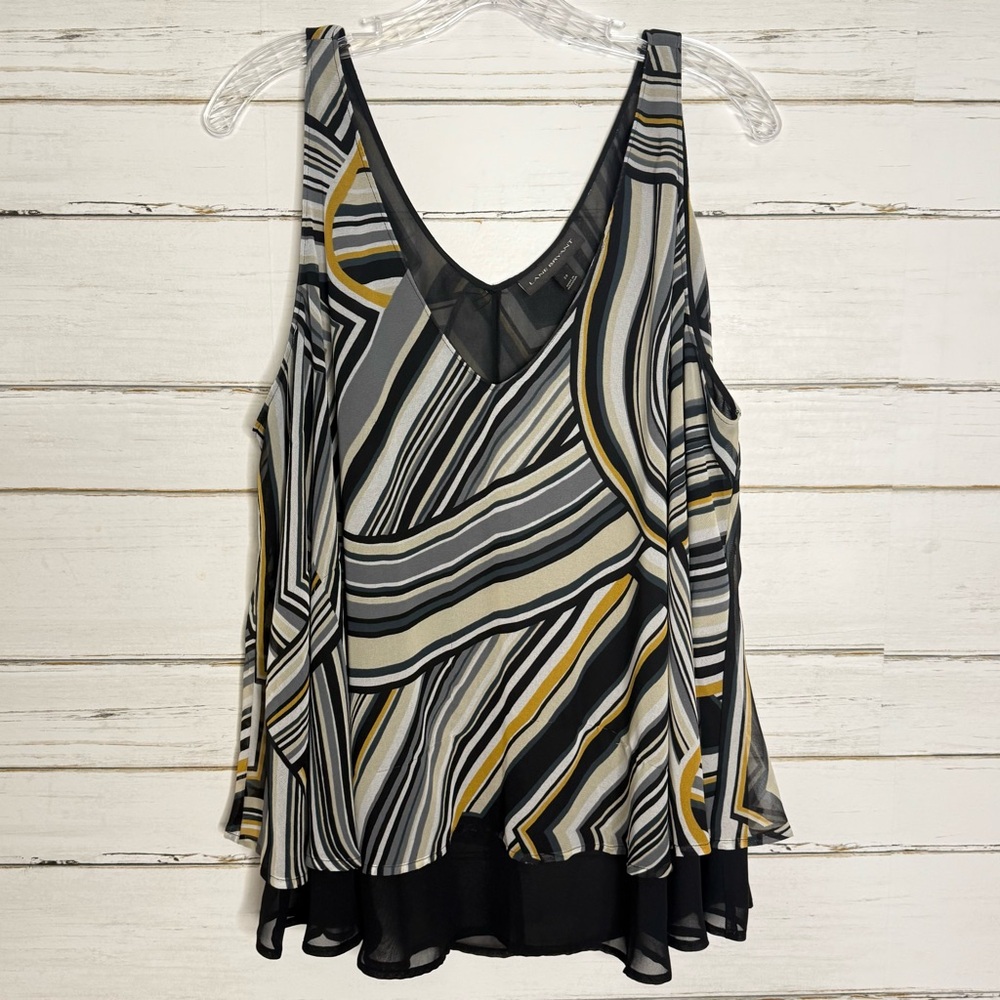 Lane Bryant Geometric Striped Sleeveless Blouse